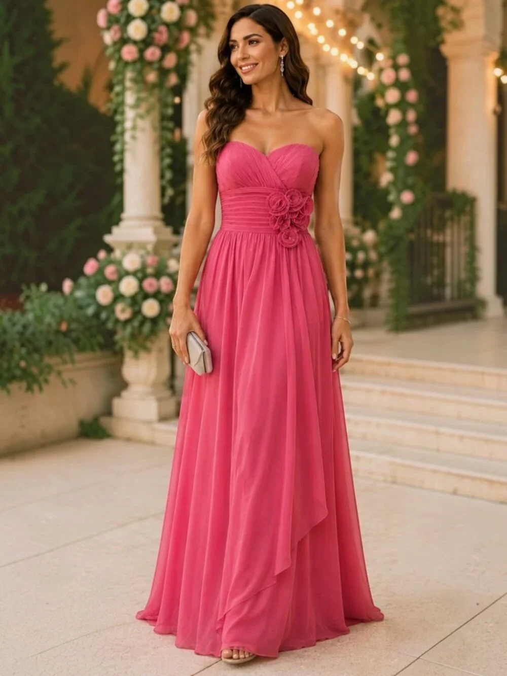 Va Va Voom Fuchsia Pink Strapless Sweetheart Formal Gown Maxi Dress S - Picture 2 of 9